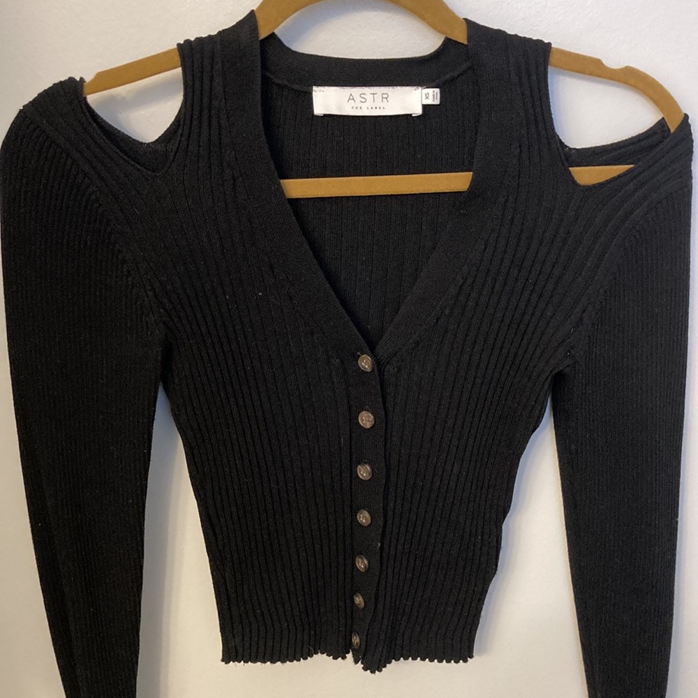 ASTR the Label Black Off the Shoulder Cardigan XS